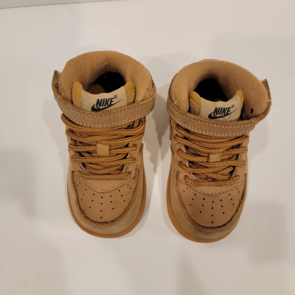 Baby (TD) Nike Air Force 1 Mid WB 'Flax' AH0757-203 High Top Sneakers Boot 6 c